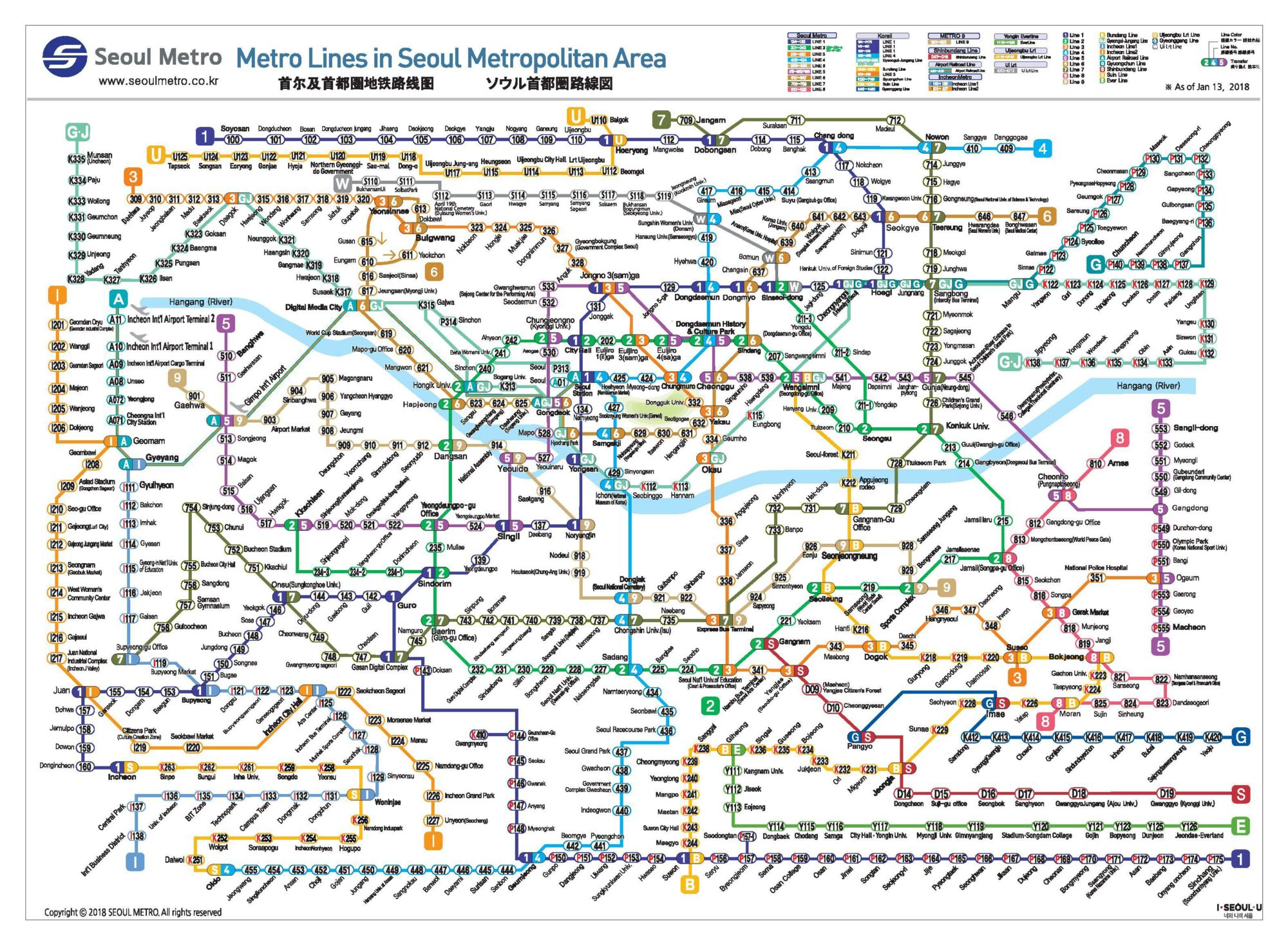 Seoul subway map.