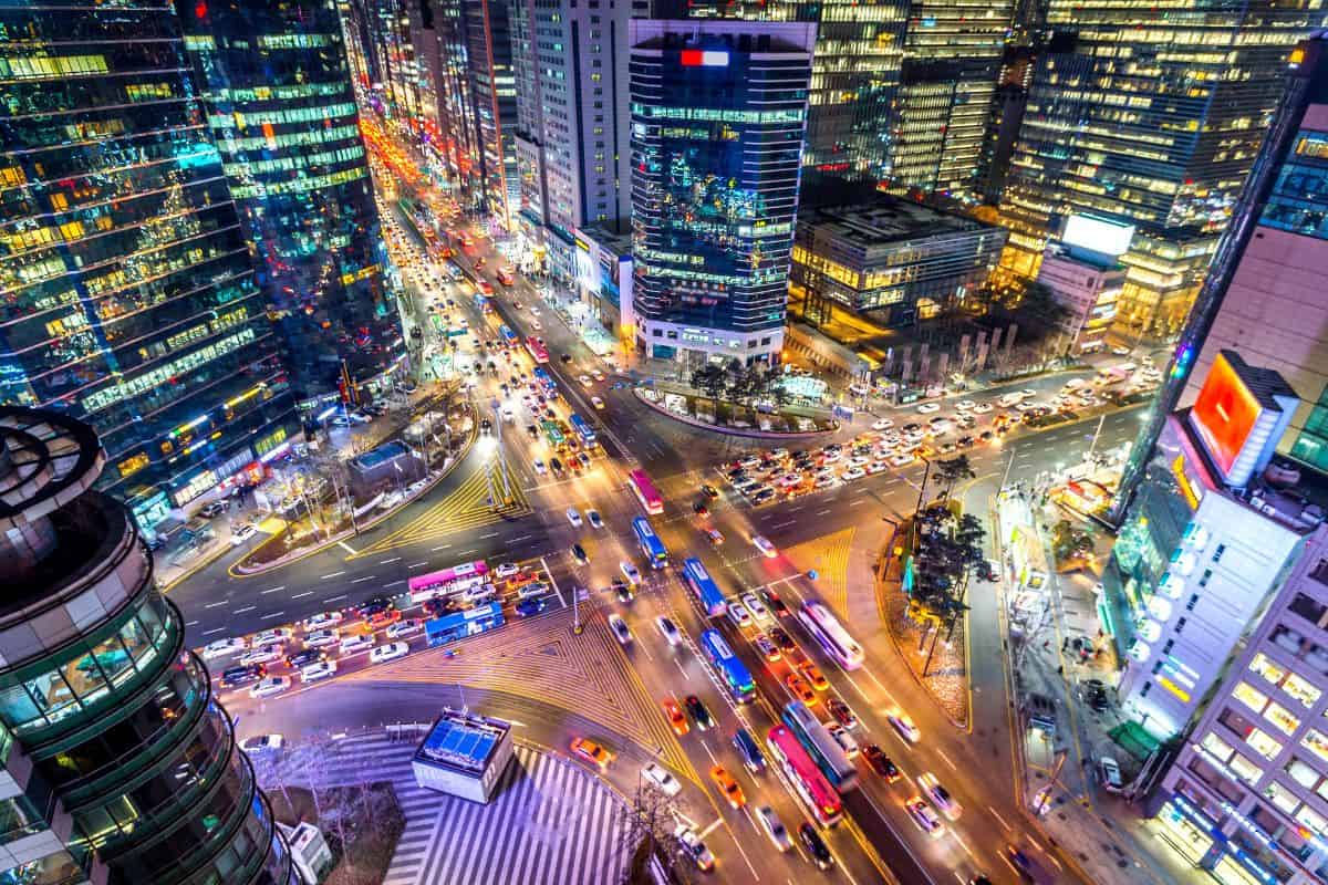 Traffic speeds at Gangnam, South Korea.