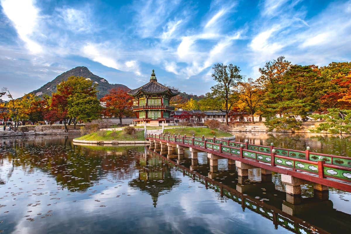 Gyeongbokgung Palace in Seoul during autumn.