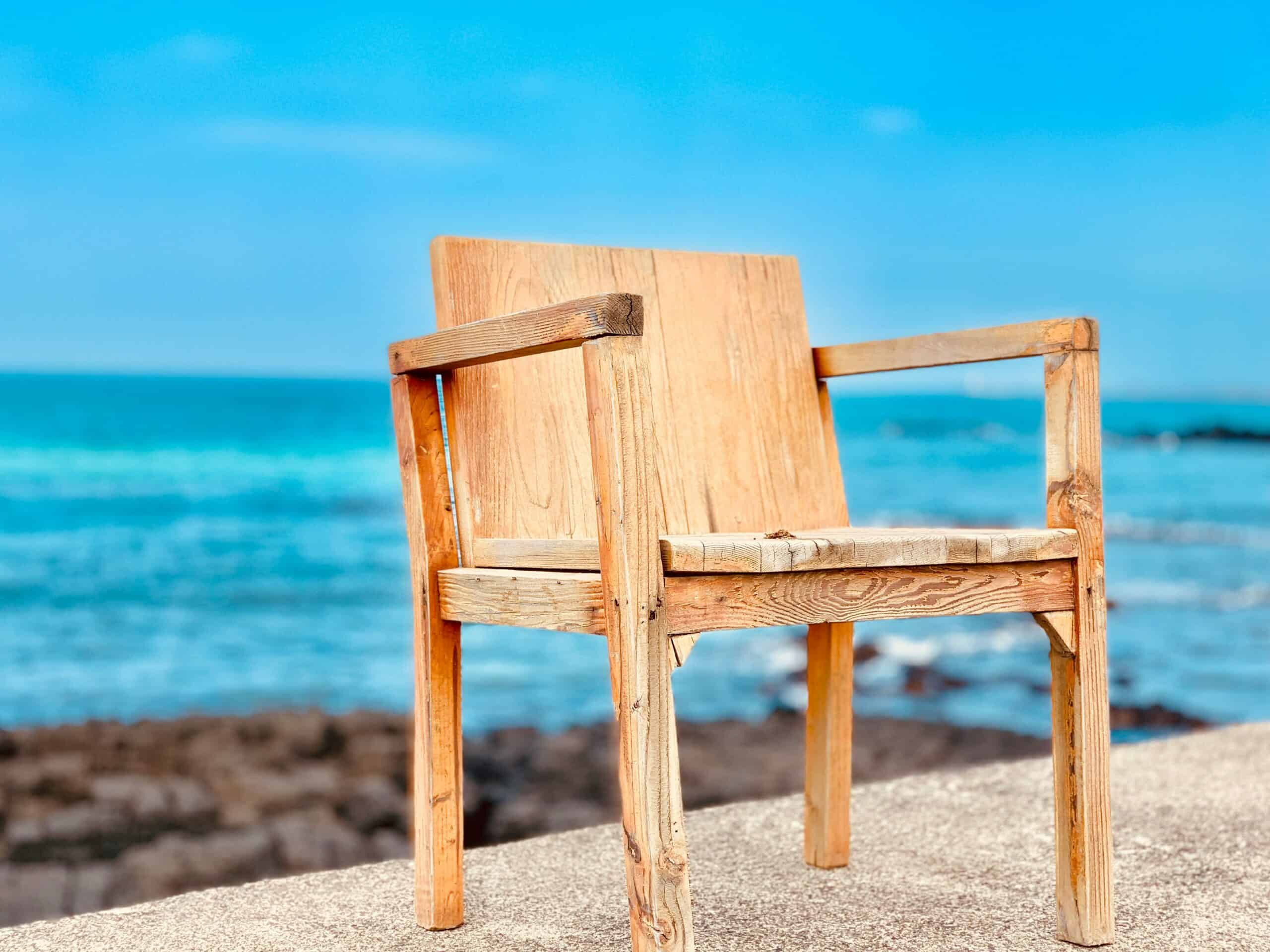 A wooden chair in Hyeopjae beach.