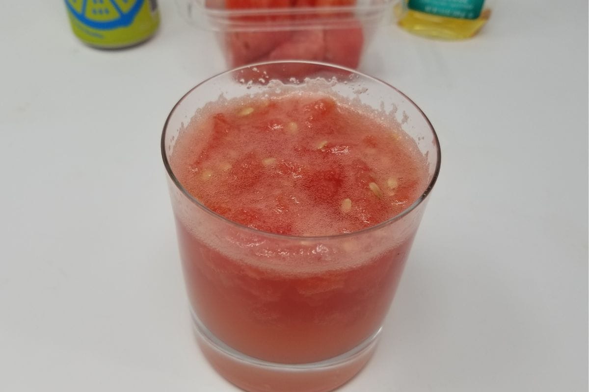 vibrant red soju cocktail made of watermelon