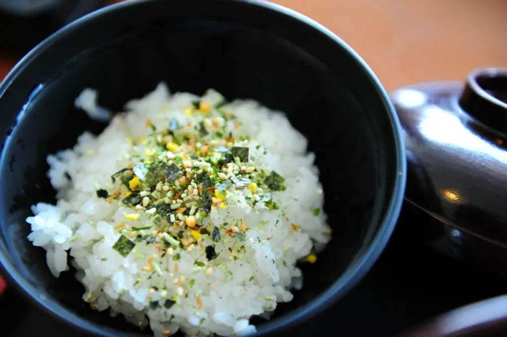White rice in a bowl.