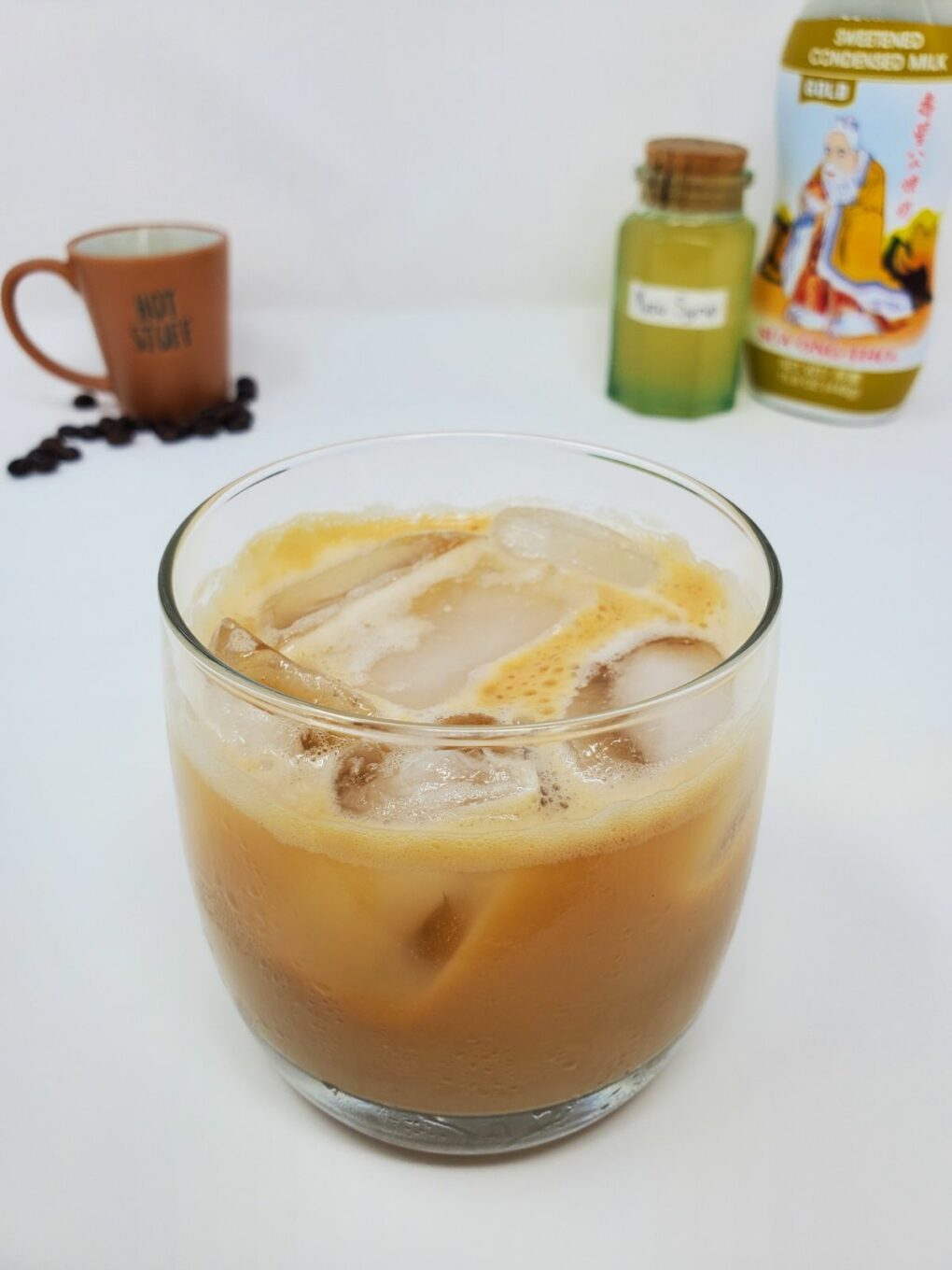 iced yuzu coffee mixture in a glass