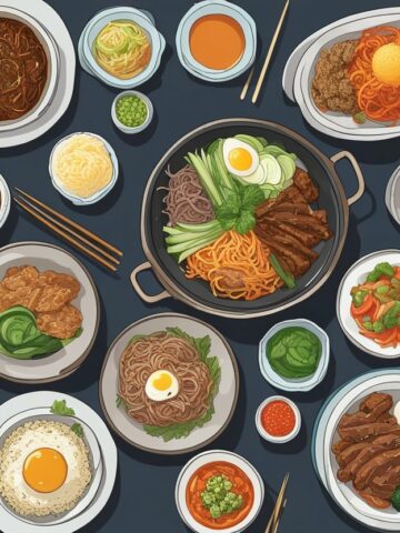 Different Korean dishes.