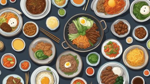 Different Korean dishes.