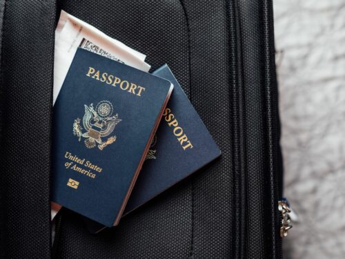 Passport inside a suitcase.