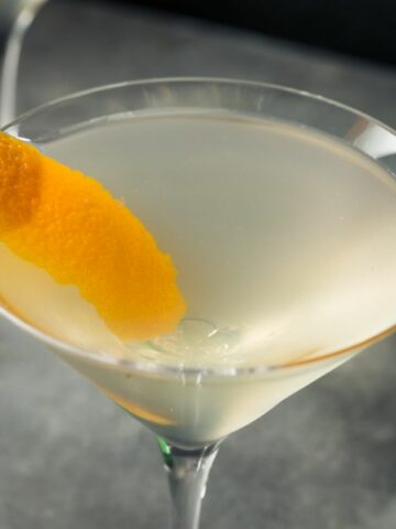 Refreshing Korean Soju With Orange Garnish.