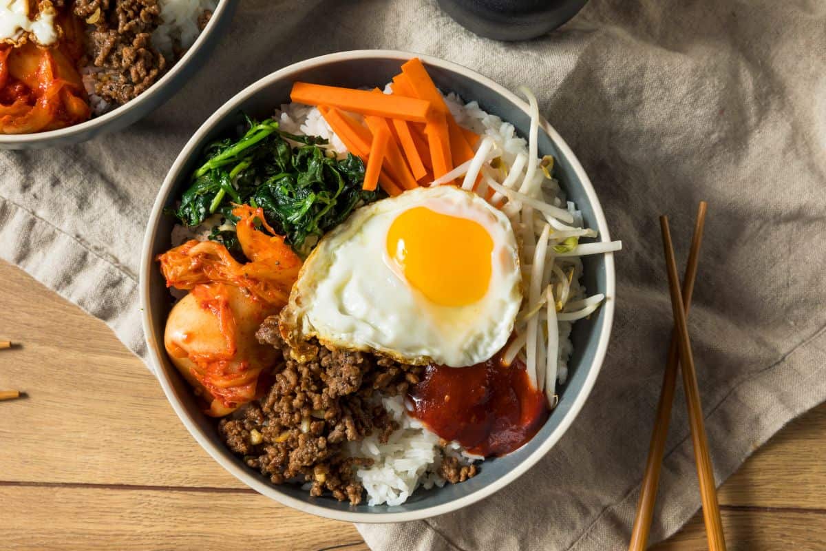 A nice homemade Korean bibimbap rice.