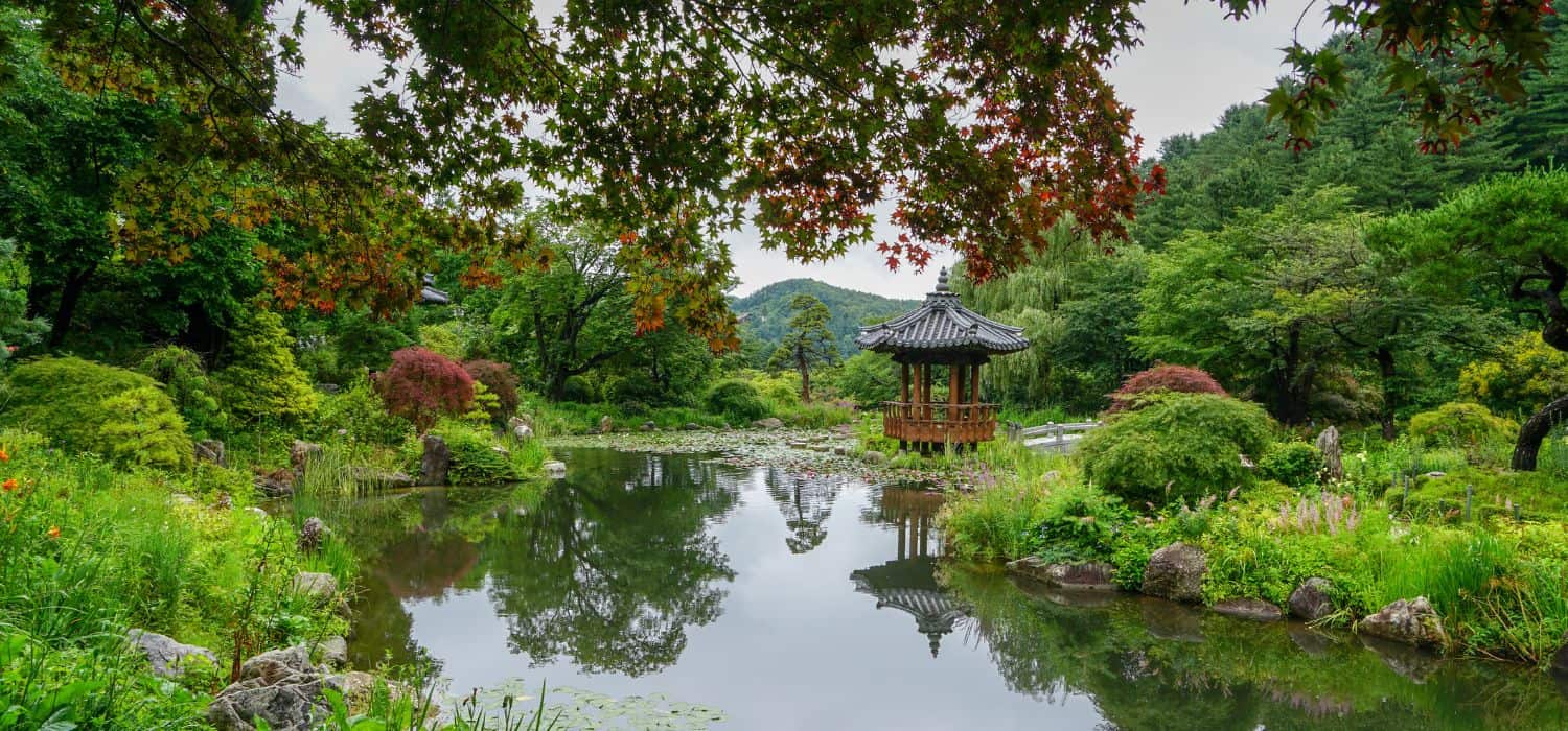 Lake at The Garden of Morning Calm, Seoul, Korea.