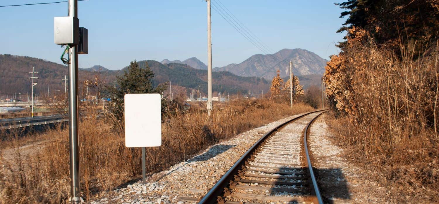South Korean train tracks at Gangchon Rail Park.