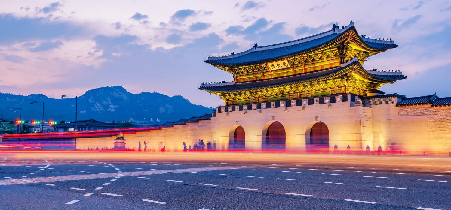 Outside Gyeongbokgung Palace in Seoul, South Korea.