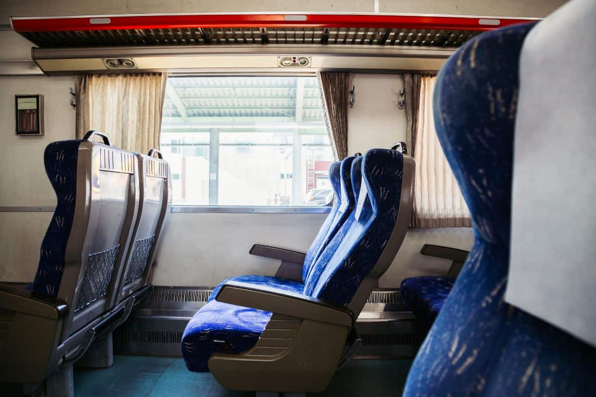 Inside the train in South Korea.