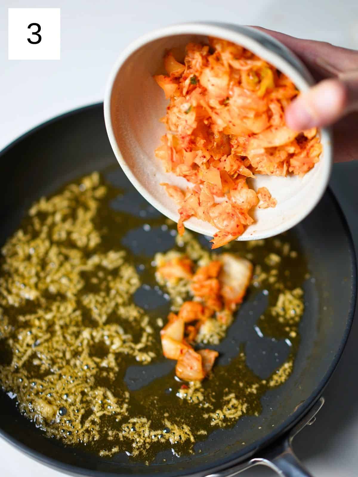 Cooking kimchi.