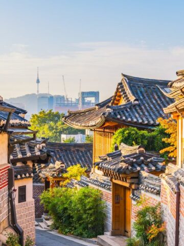 A nice Hanok Village in South Korea during the day.