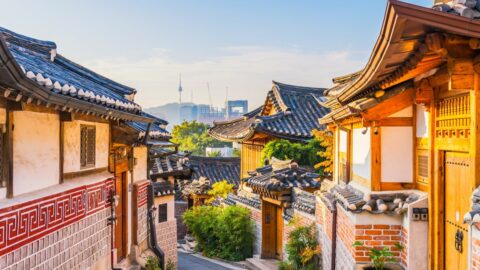 A nice Hanok Village in South Korea during the day.