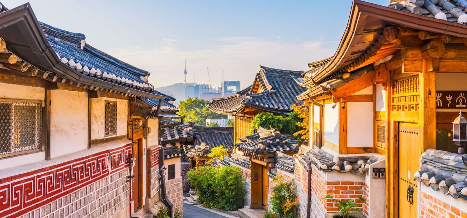 A nice Hanok Village in South Korea during the day.