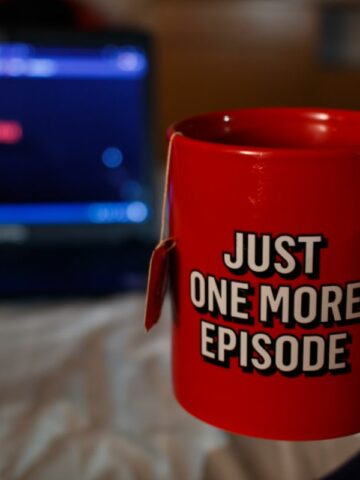 A mug and a laptop.
