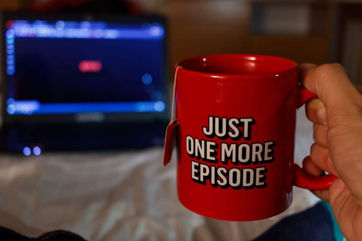 A mug and a laptop.