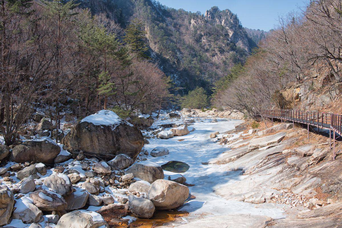 A winter valley in South Korea.