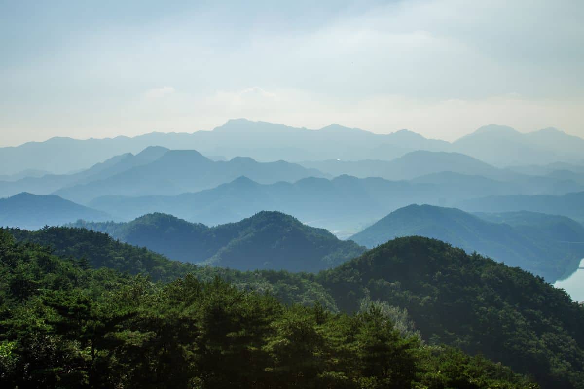 Scenic mountain view at Danyang, South Korea.