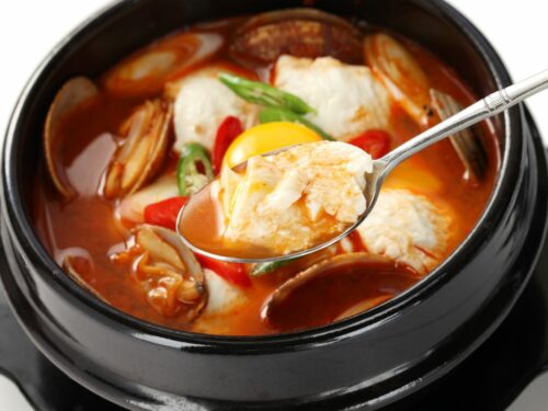 A bowl of sundubu jjigae.