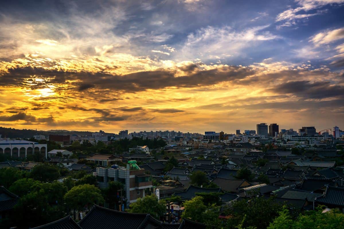 Aerial view of Jeonju City, South Korea.