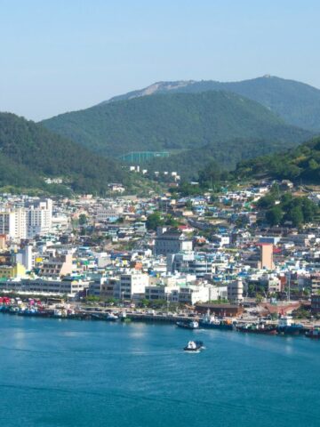 Aerial view of Yeosu, South Korea.
