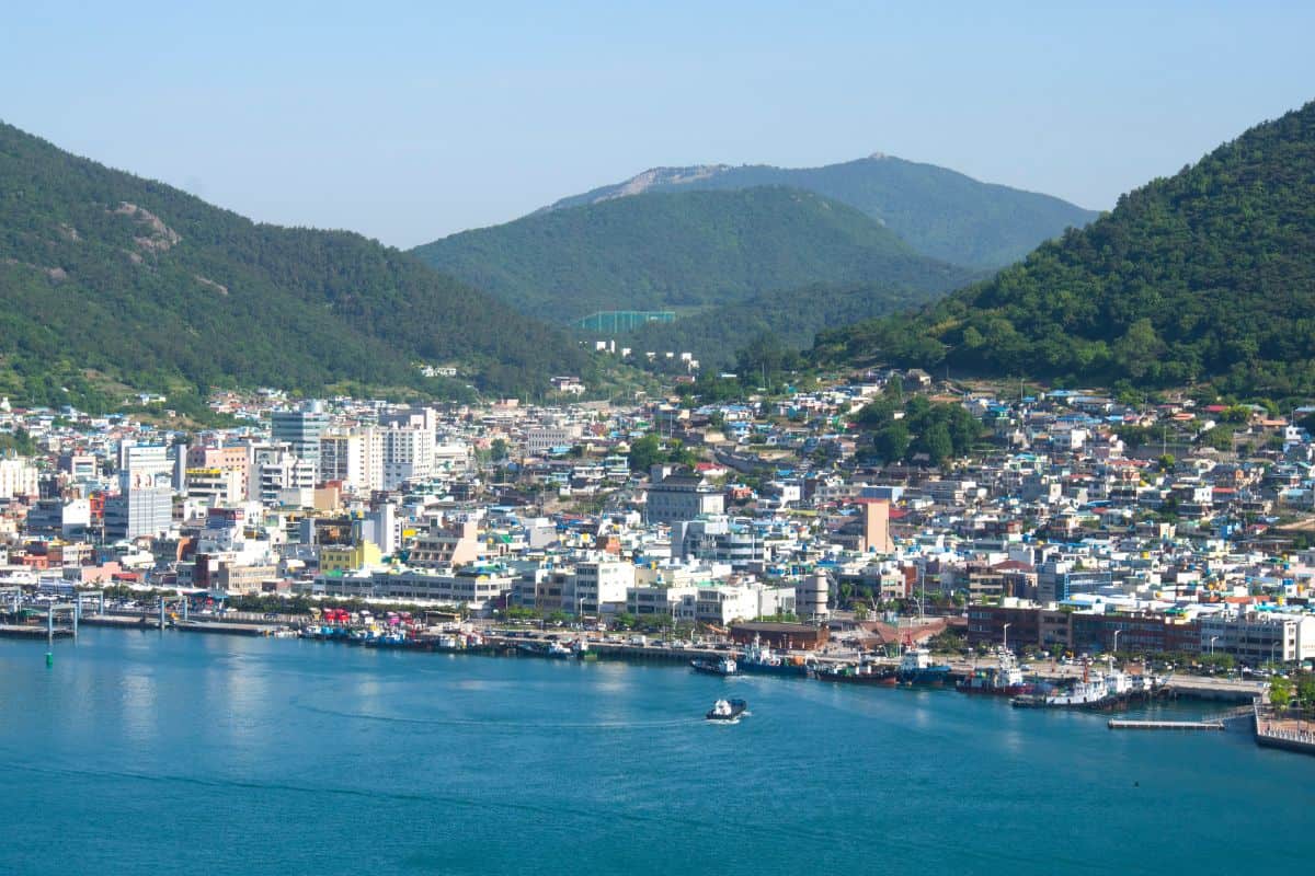 Aerial view of Yeosu, South Korea.