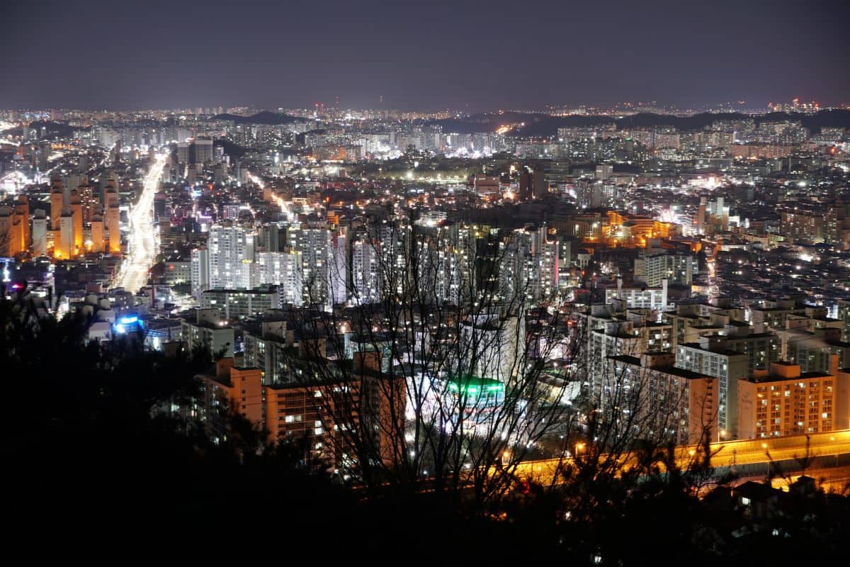 Night view of Gwangju in Korea. 