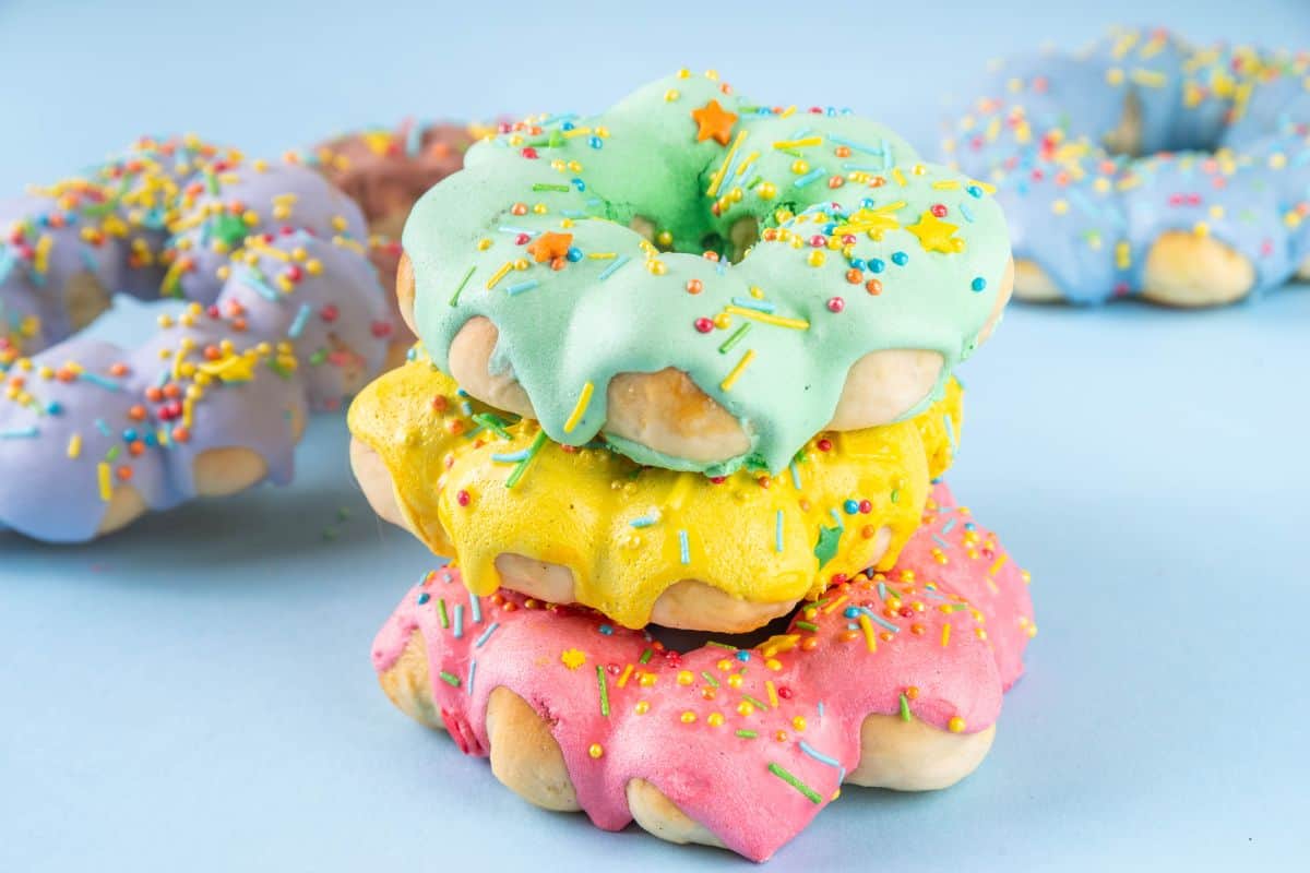 A pile of mochi donuts.