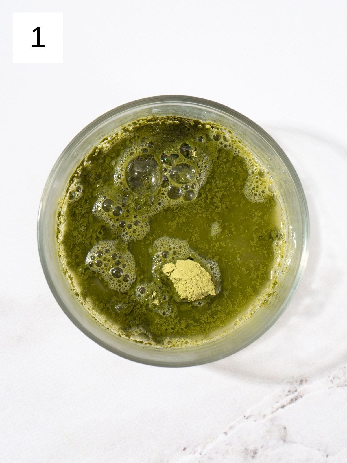 Matcha powder and hot water combined.