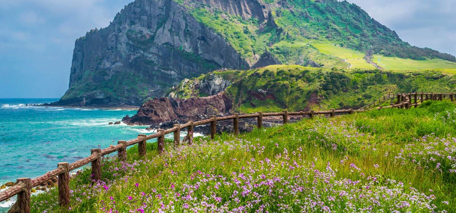 A scenic view of Jeju Island.