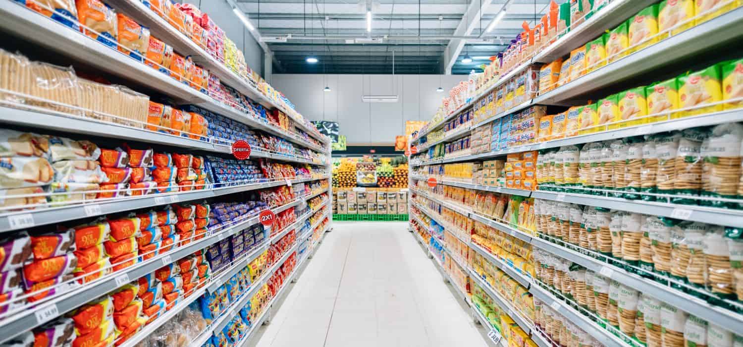 An aisle of goods.
