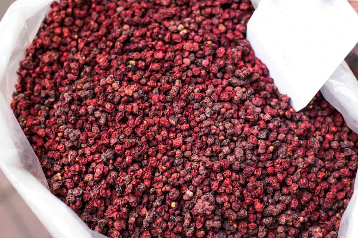 Dried omija berries.