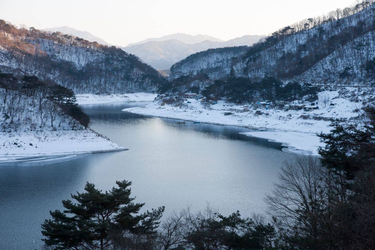 Hwacheon lake in South Korea.