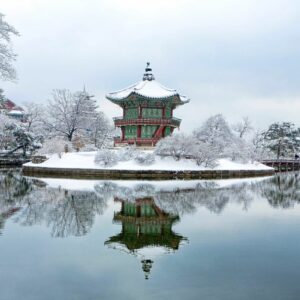 Korean temple during winter in South Korea.