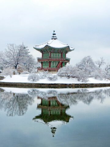 Korean temple during winter in South Korea.