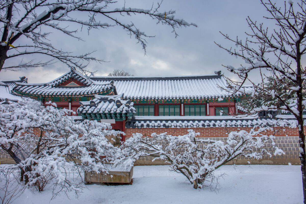 Gyeongbokgung Palace in winter of Seoul,South Korea.