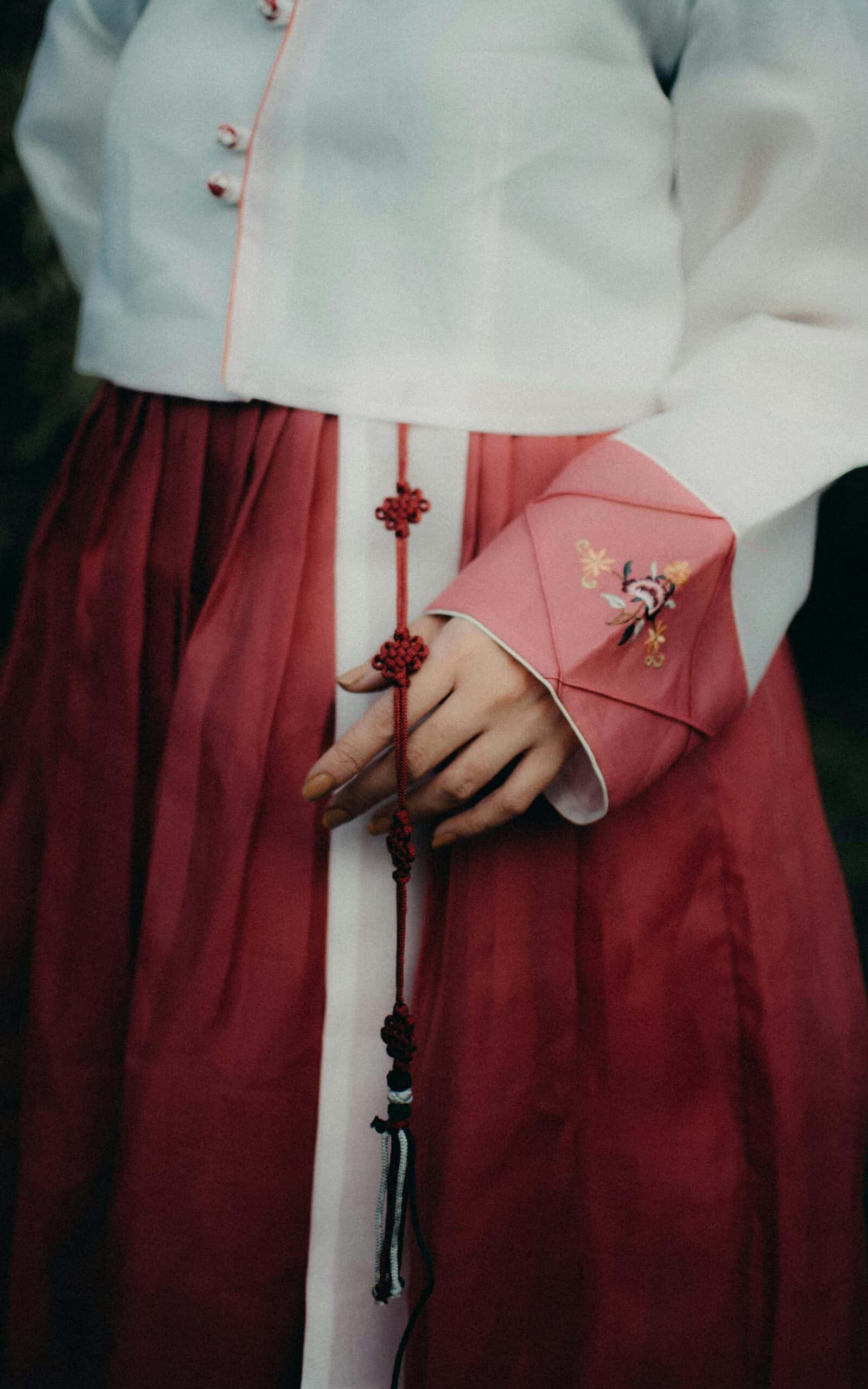 A person wearing a hanbok during Seollal. 