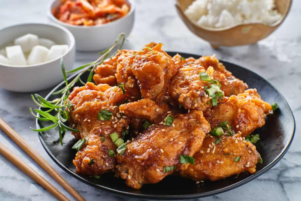 Crispy Fried Korean Chicken Wings in Galbi Sauce.