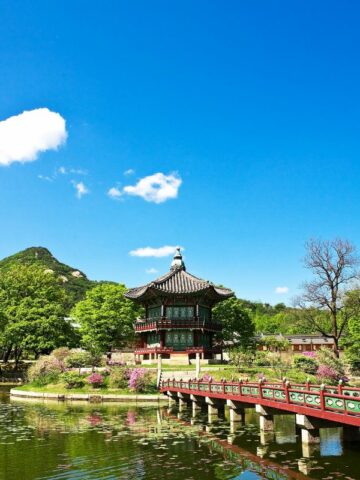 Gyeongbok Palace in Korea during a hot summer day.