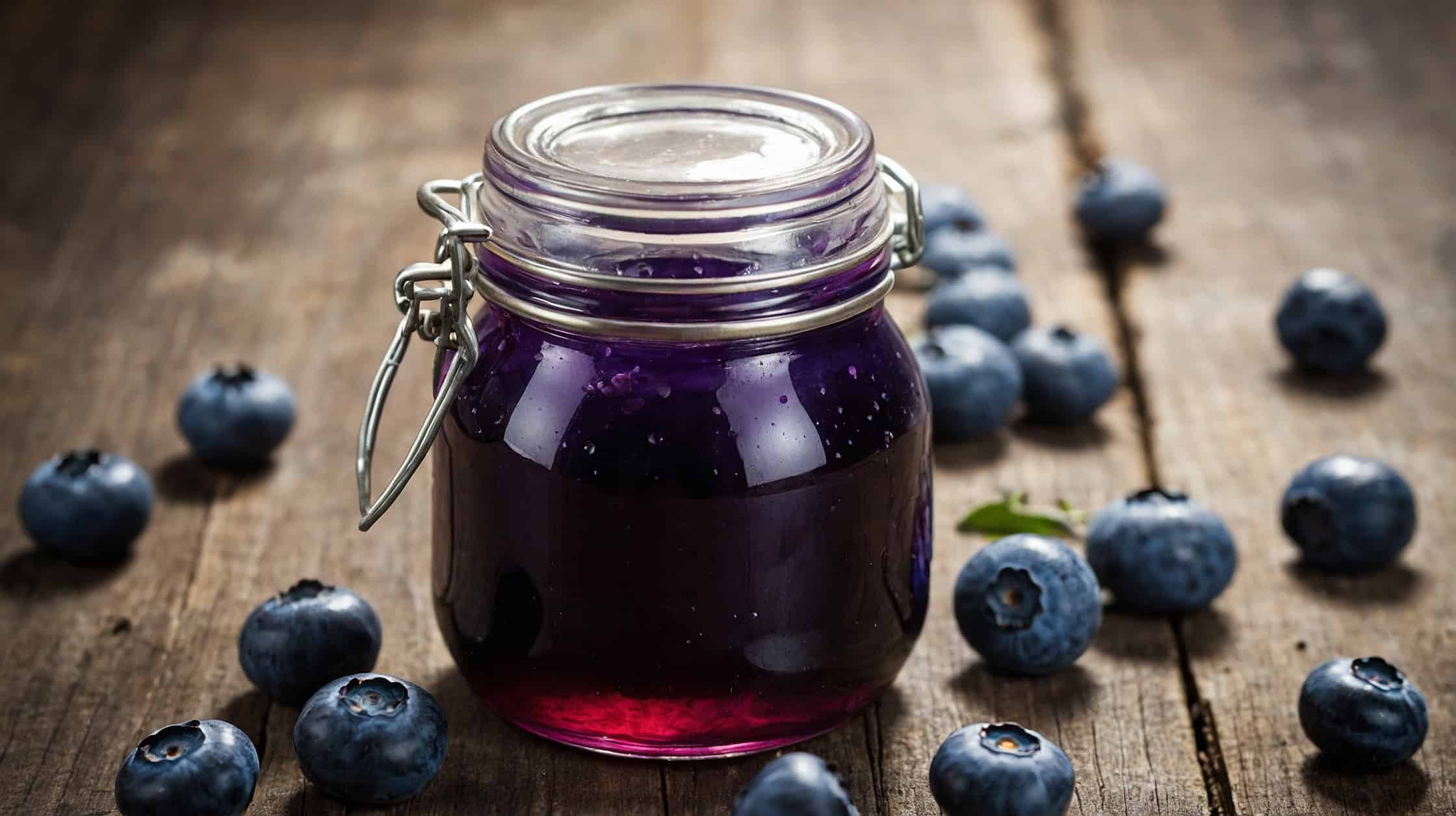 Blueberry cheong in a jar.