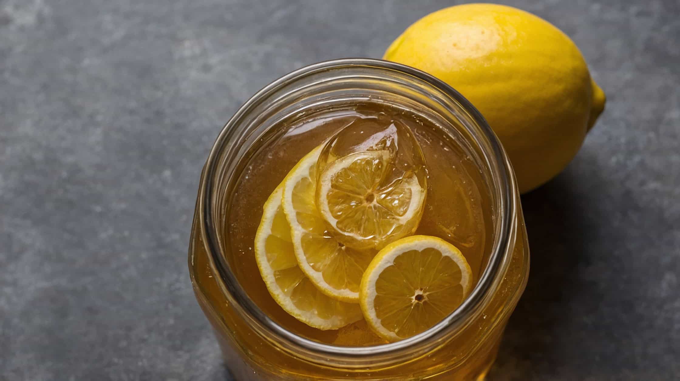 A sweet jar of lemon cheong.