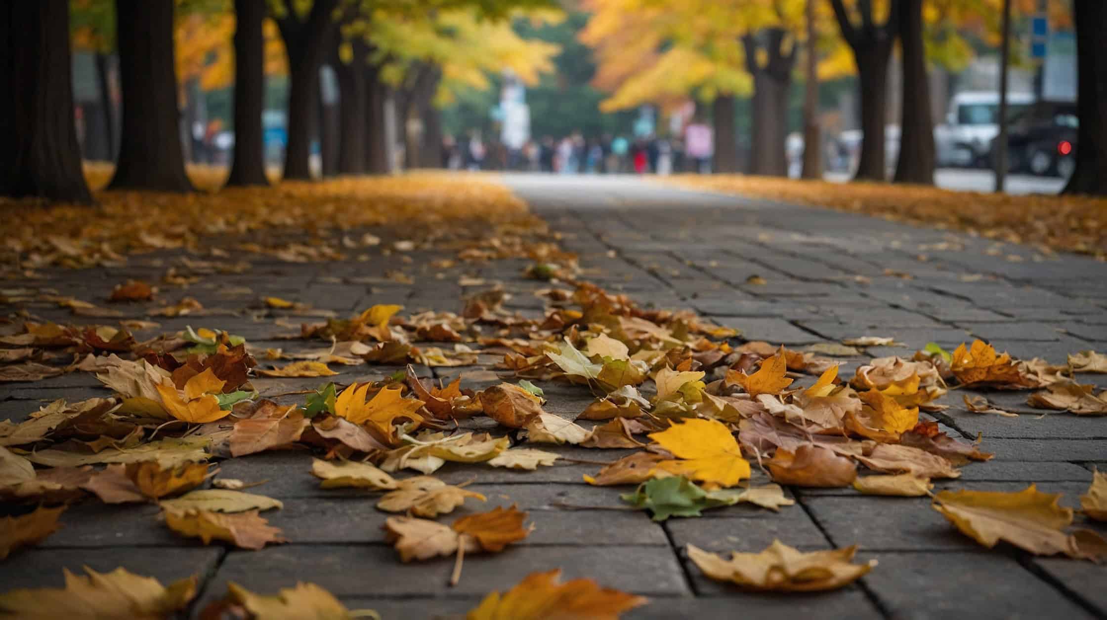 Korean street during autumn.