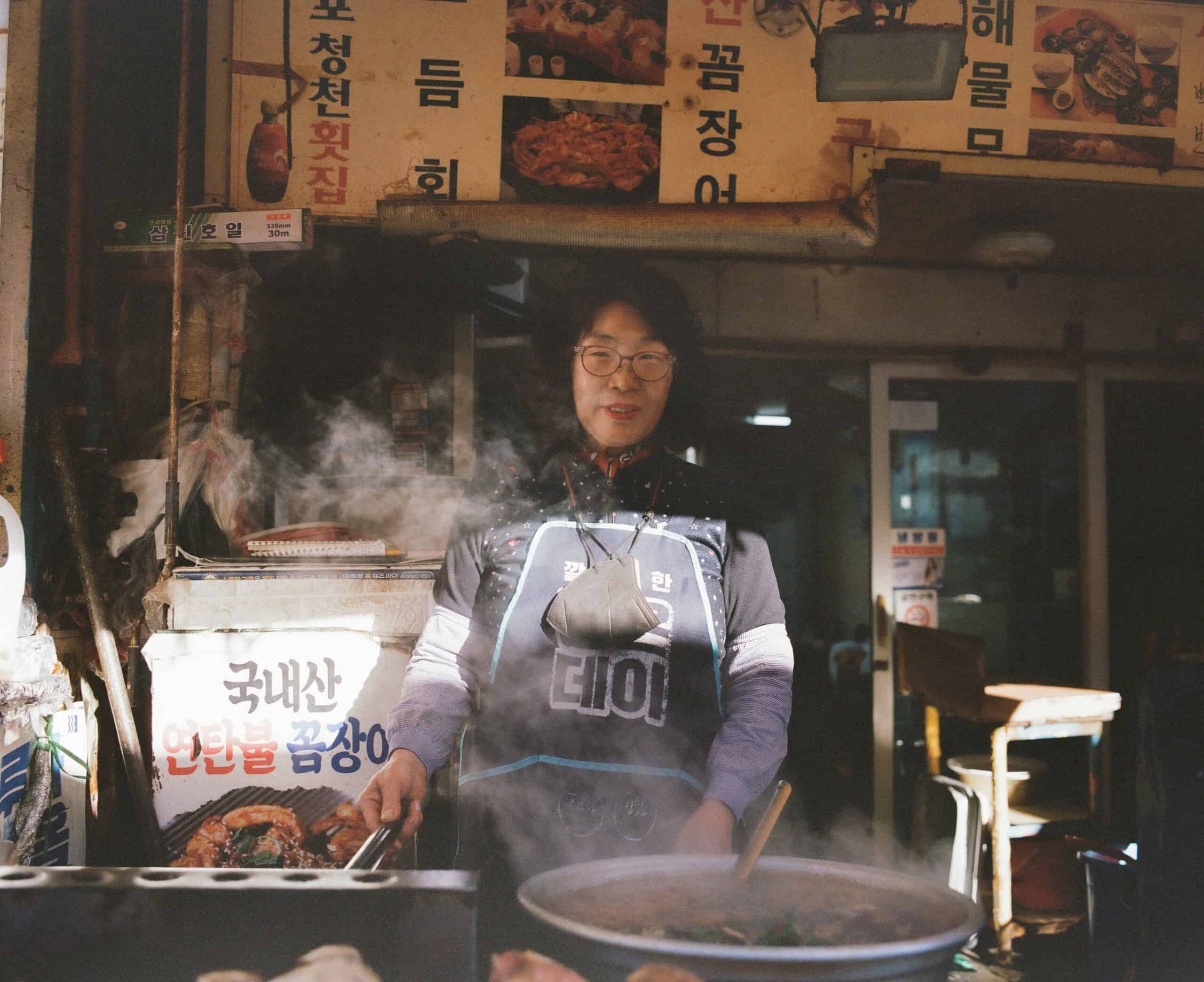 Korean street food vendor.