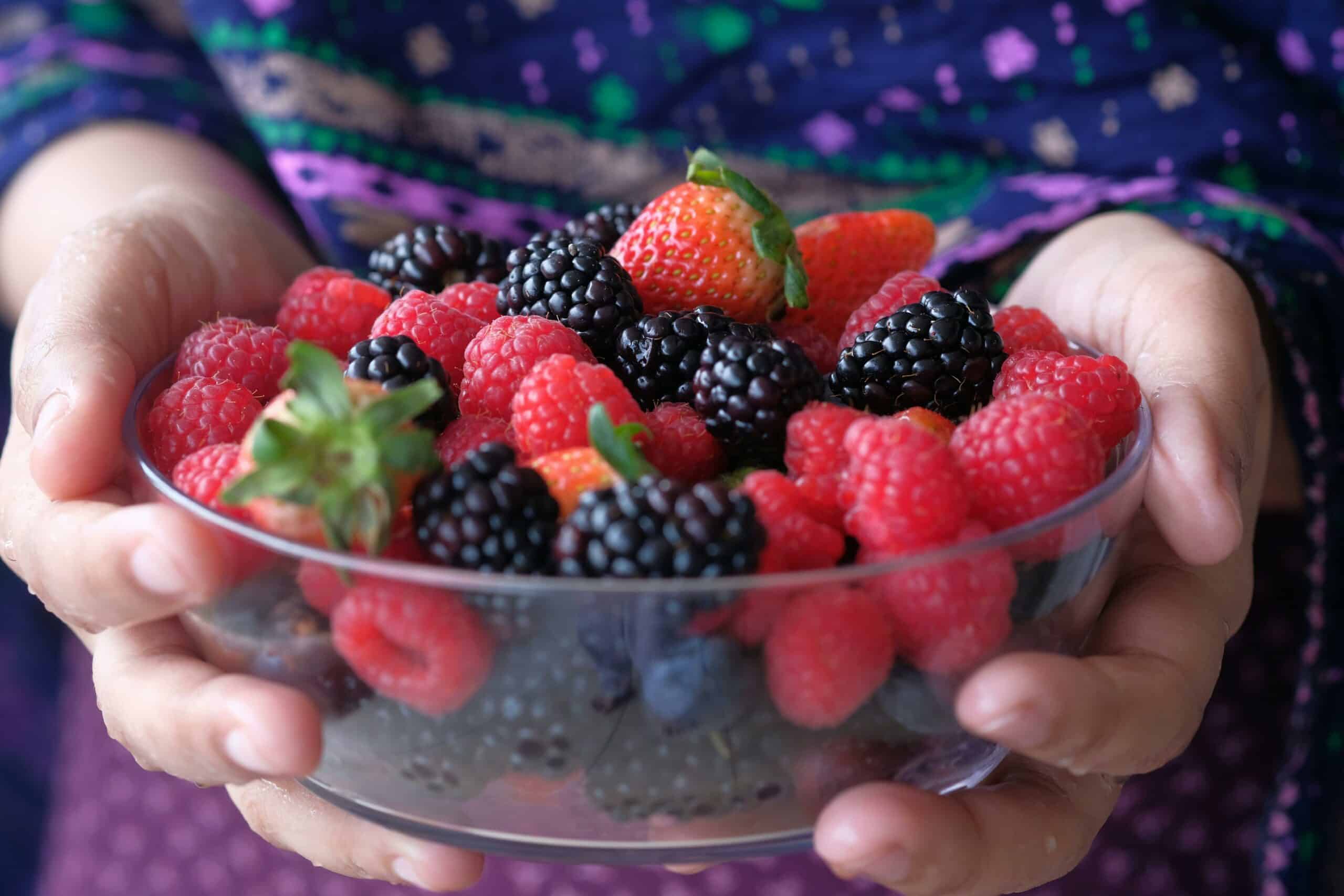 Raspberries on a bowl.