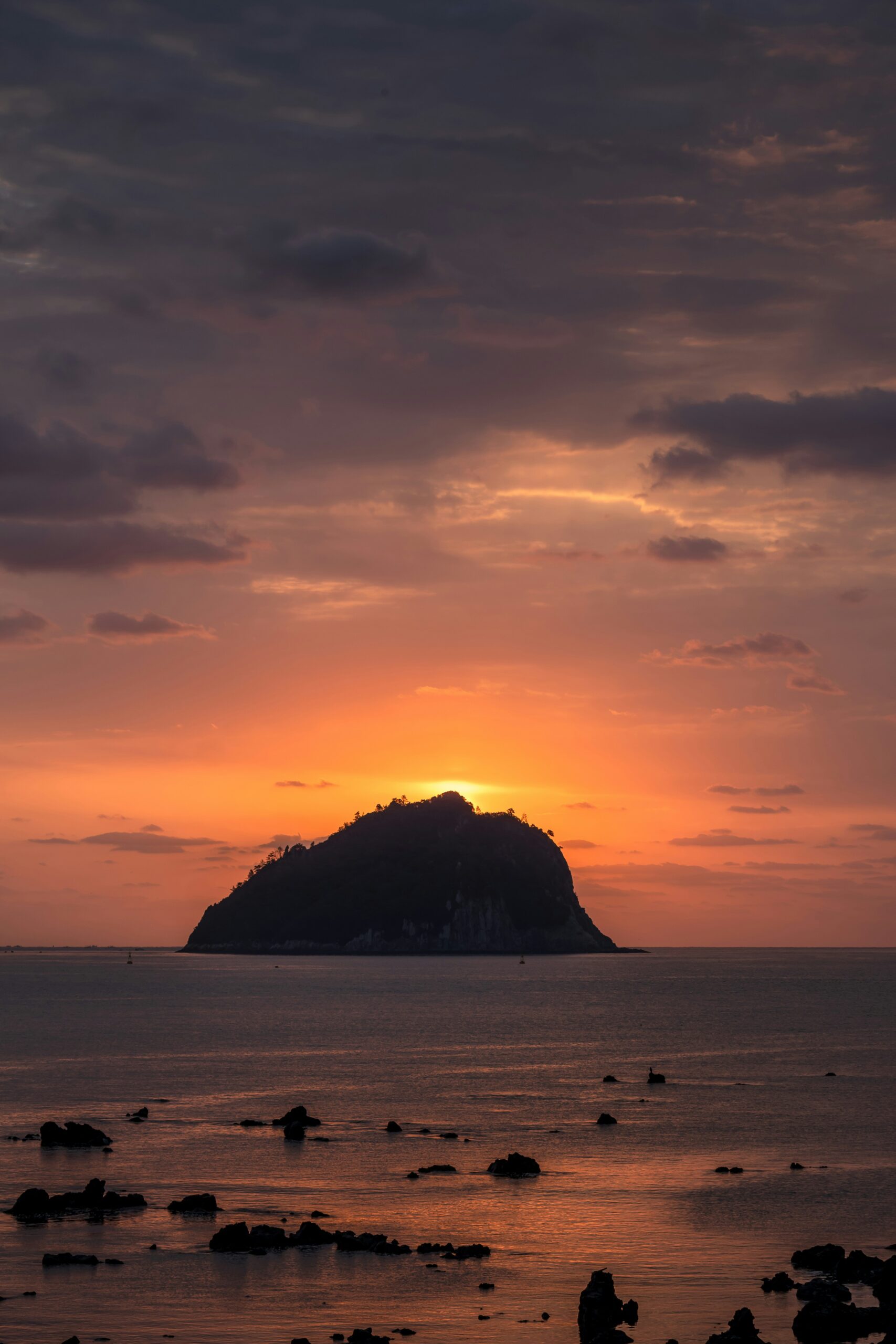 Jeju Island at sunset.