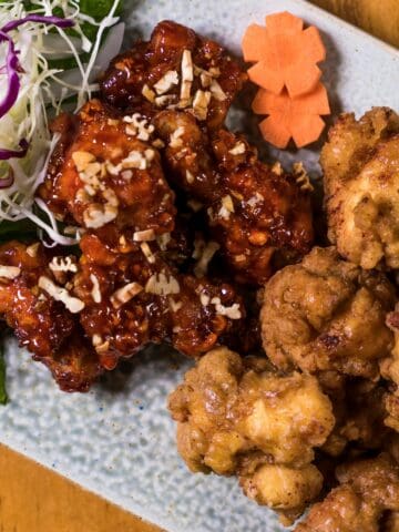 Two kinds of Korean fried chicken.