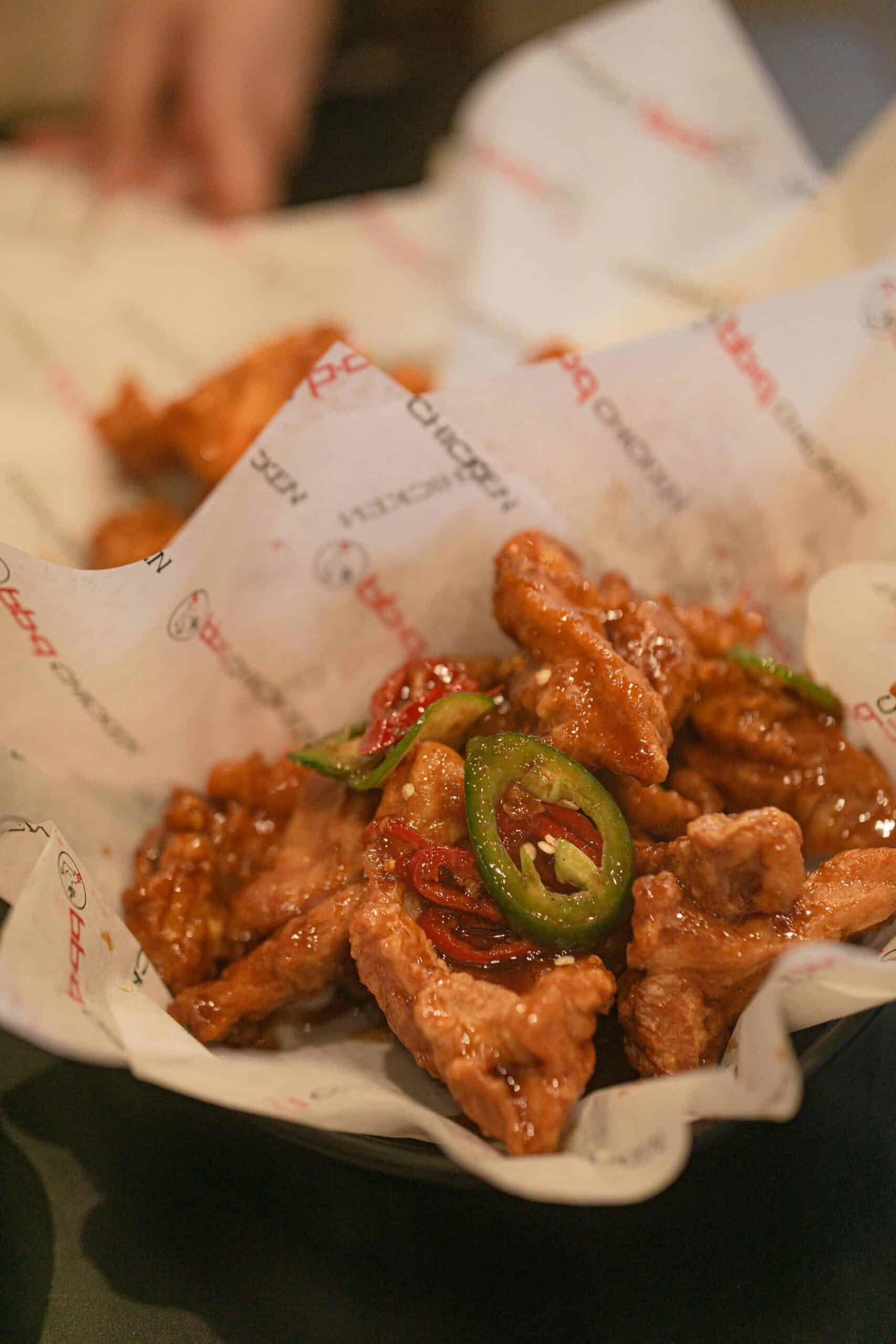 Spicy Korean fried chicken.