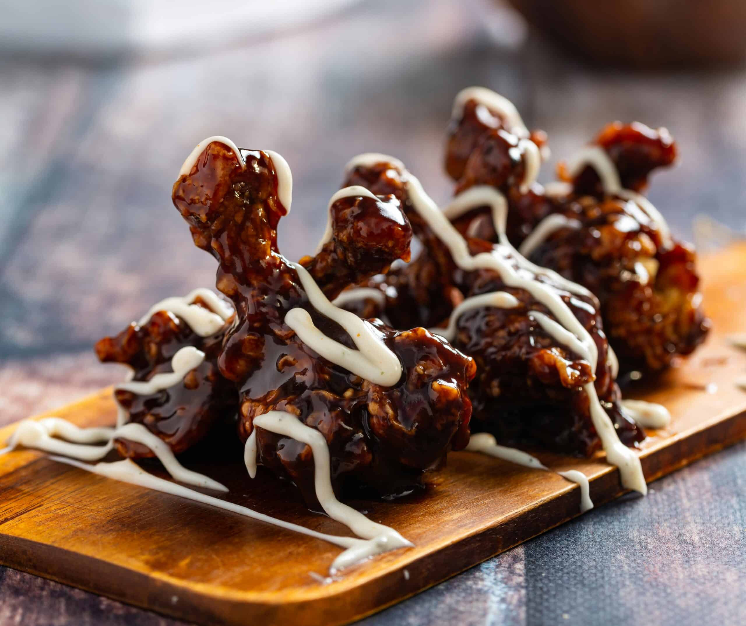 Soy glazed Korean fried chicken.